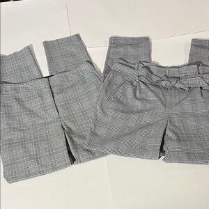 Zara set of two pairs of straight leg pants medium white black striped plaid